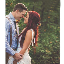 Load image into Gallery viewer, Gorgeous Deep V-neck Lace Mermaid Bridal Dress Custom Made Robe de Mariee Backless Long Train - A Thrifty Bride Shop