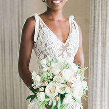 Load image into Gallery viewer, Gorgeous Deep V-neck Lace Mermaid Bridal Dress Custom Made Robe de Mariee Backless Long Train - A Thrifty Bride Shop