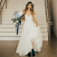 Load image into Gallery viewer, Lace Tulle Country Bridal Dress Back Lace Up Vestido de Noiva Off The Shoulder Gown Floor Length Robe De Mariee - A Thrifty Bride Shop