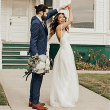 Load image into Gallery viewer, Lace Tulle Country Bridal Dress Back Lace Up Vestido de Noiva Off The Shoulder Gown Floor Length Robe De Mariee - A Thrifty Bride Shop