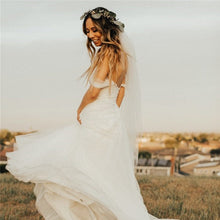 Load image into Gallery viewer, Lace Tulle Country Bridal Dress Back Lace Up Vestido de Noiva Off The Shoulder Gown Floor Length Robe De Mariee - A Thrifty Bride Shop