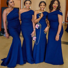 Load image into Gallery viewer, Mermaid One Shoulder Bridesmaid Evening Formal Gown