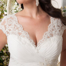 Load image into Gallery viewer, Plus Size Bridal Dress Cap Sleeve Lace Applique And Chiffon - A Thrifty Bride Shop