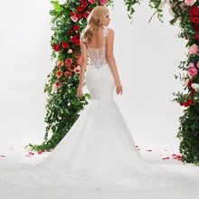 Load image into Gallery viewer, Elegant Mermaid Wedding Dress Floor Length With Ruffled Lace Train Free Shipping - A Thrifty Bride Shop